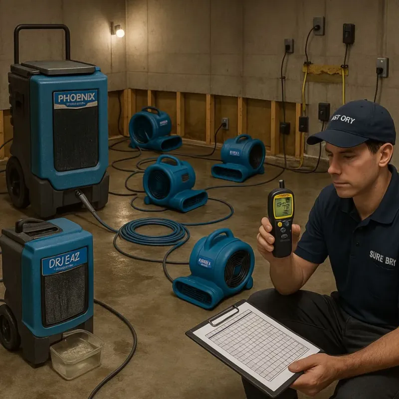 Structural Drying and Dehumidification process in Marlboro Meadows, MD